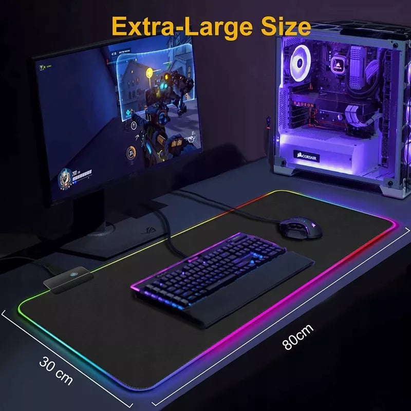 Žaidimų pelės kilimėlis ant stalo su LED RGB apšvietimu