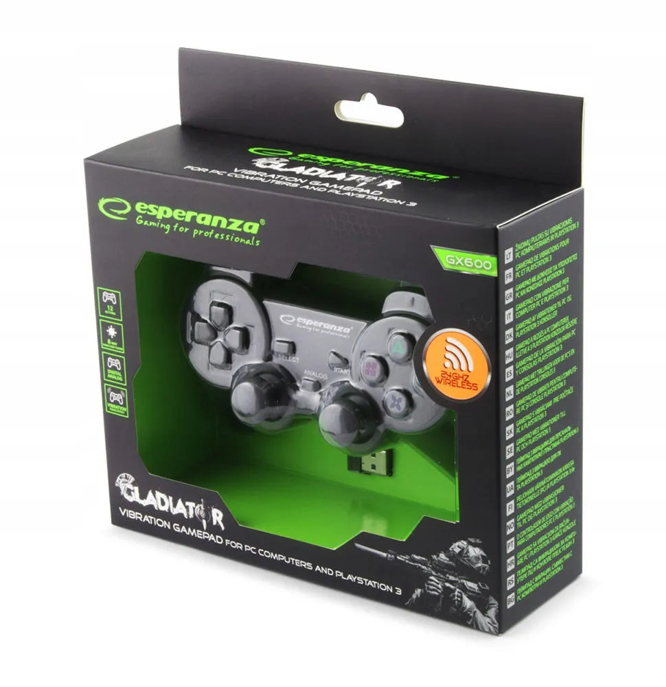 Žaidimų pultelis PC/PS3 su vibracija, USB, 2.4 GHz