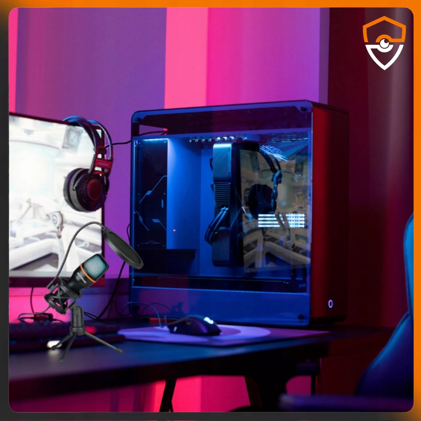 USB žaidimų mikrofonas su RGB apšvietimu ir stovu