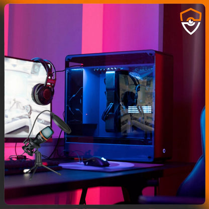 USB žaidimų mikrofonas su RGB apšvietimu ir stovu