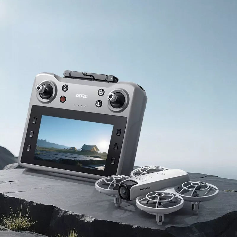 DRONŲ VALDIKLIS SU LCD 2 KAMEROMIS BEŠEPETĖLINIU VARIKLIU 125G WIFI 3x AKUMULIATORIAI ŽAISLAS
