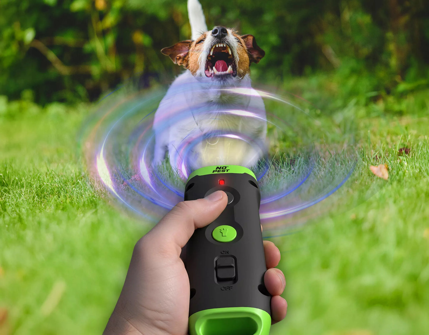 Ultragarsinis šunų atbaidiklis su garsiniu ir šviesos signalu