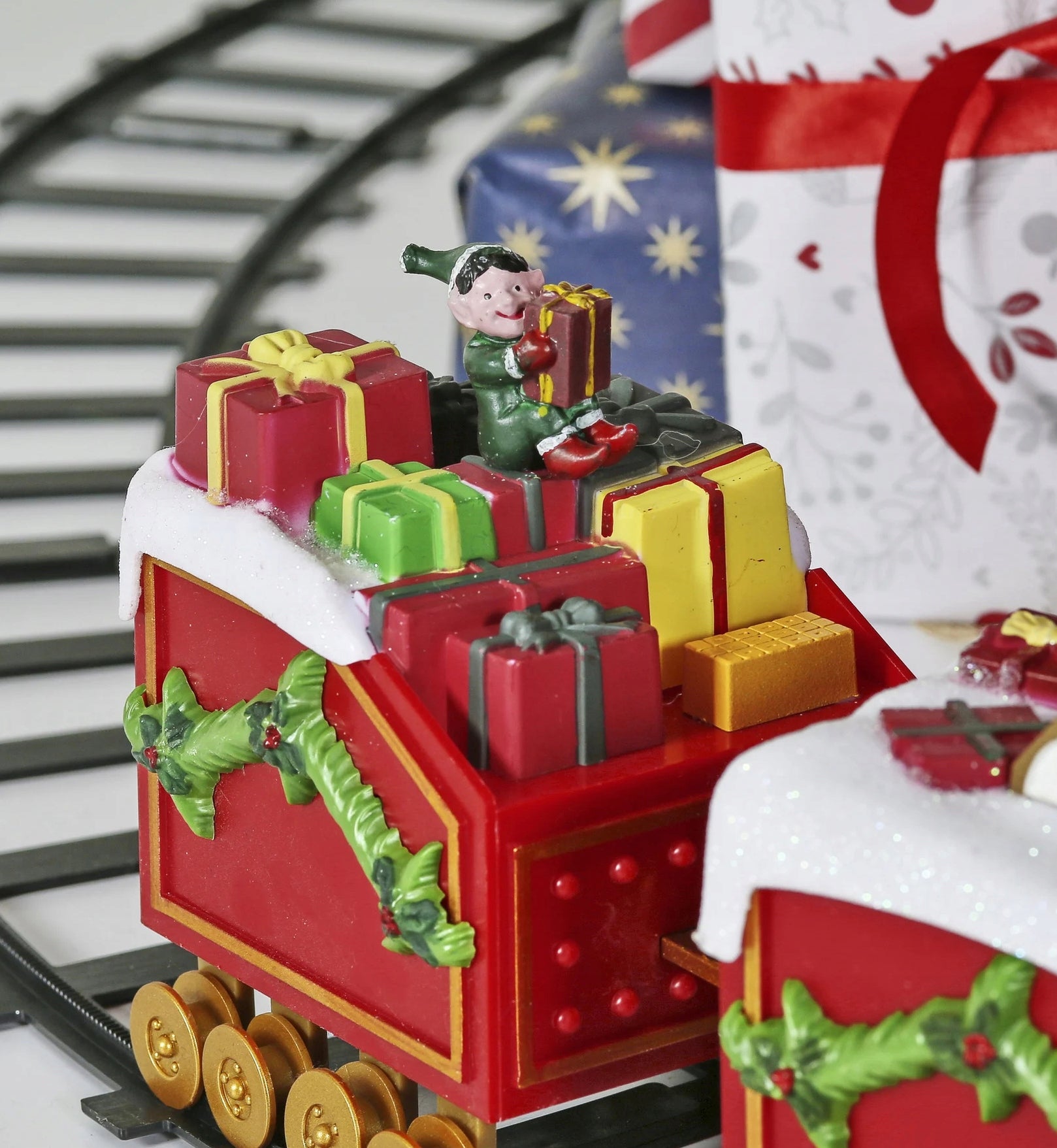 Kalėdinis traukinukas LED Melodija Kalėdų giesmės Ø136cm