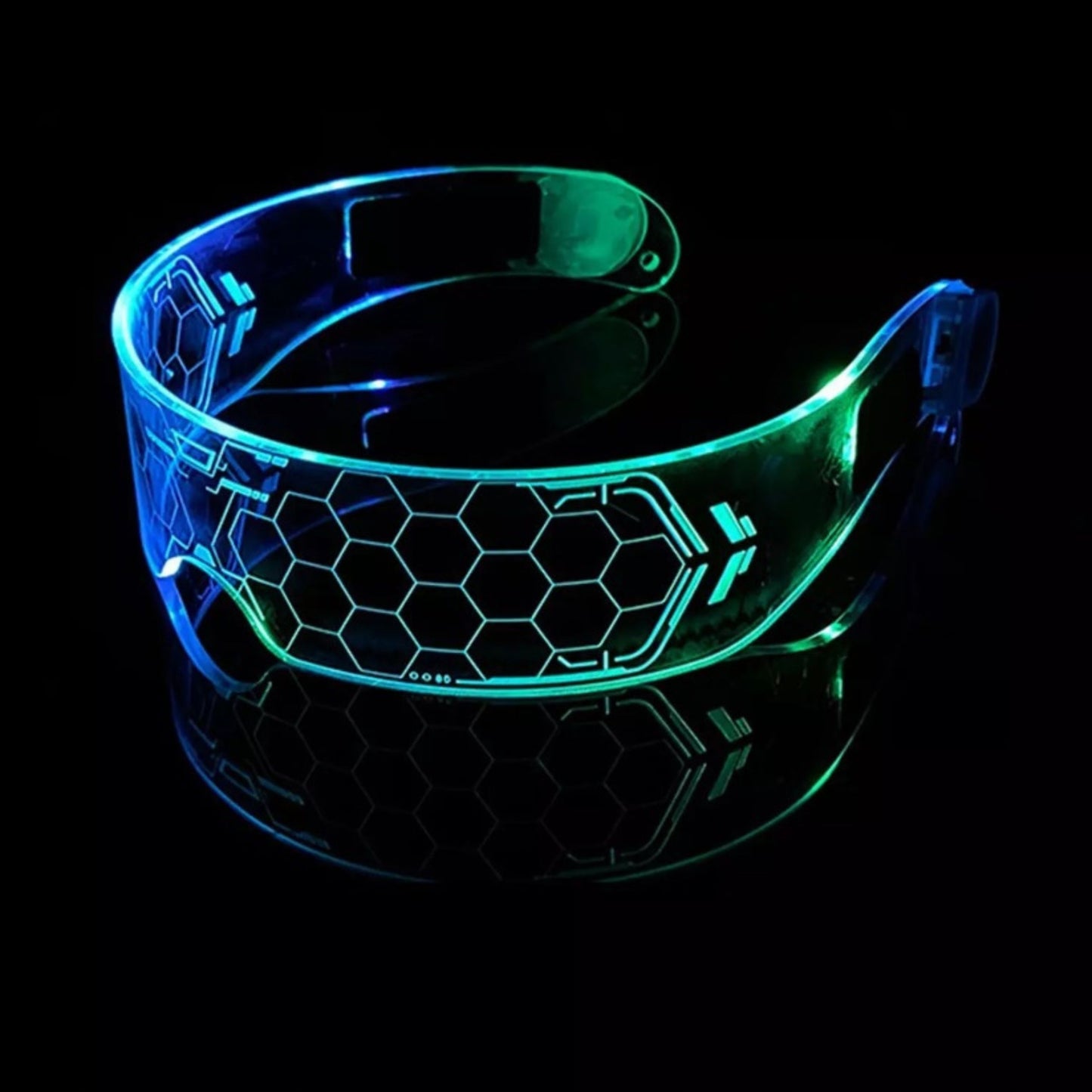 RGB LED akiniai, šviečiantys 7 spalvomis, vakarėliui, "Cyberpunk", neoniniai, festivaliui
