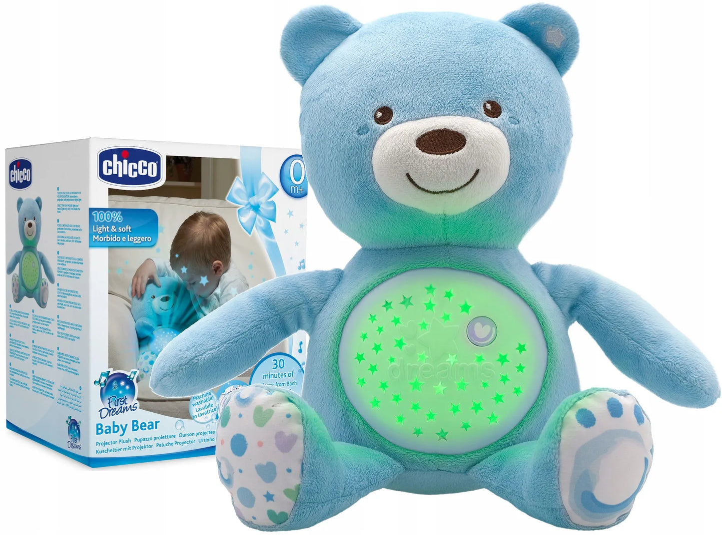 CHICCO lokys su projektoriumi 3in1 naktinė lemputė + lopšinės