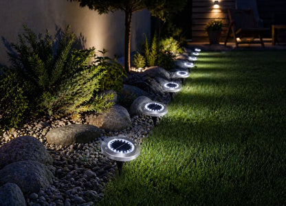 10 vnt. LED saulės sodo lempų rinkinys 16 LED įsmeigiamas dekoratyvinis šviestuvas