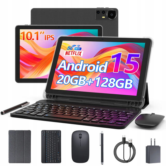 10.1 colio planšetinis kompiuteris Android 15 IPS 4GB/128GB + klaviatūra, pelė, dėklas, rašiklis Valiron