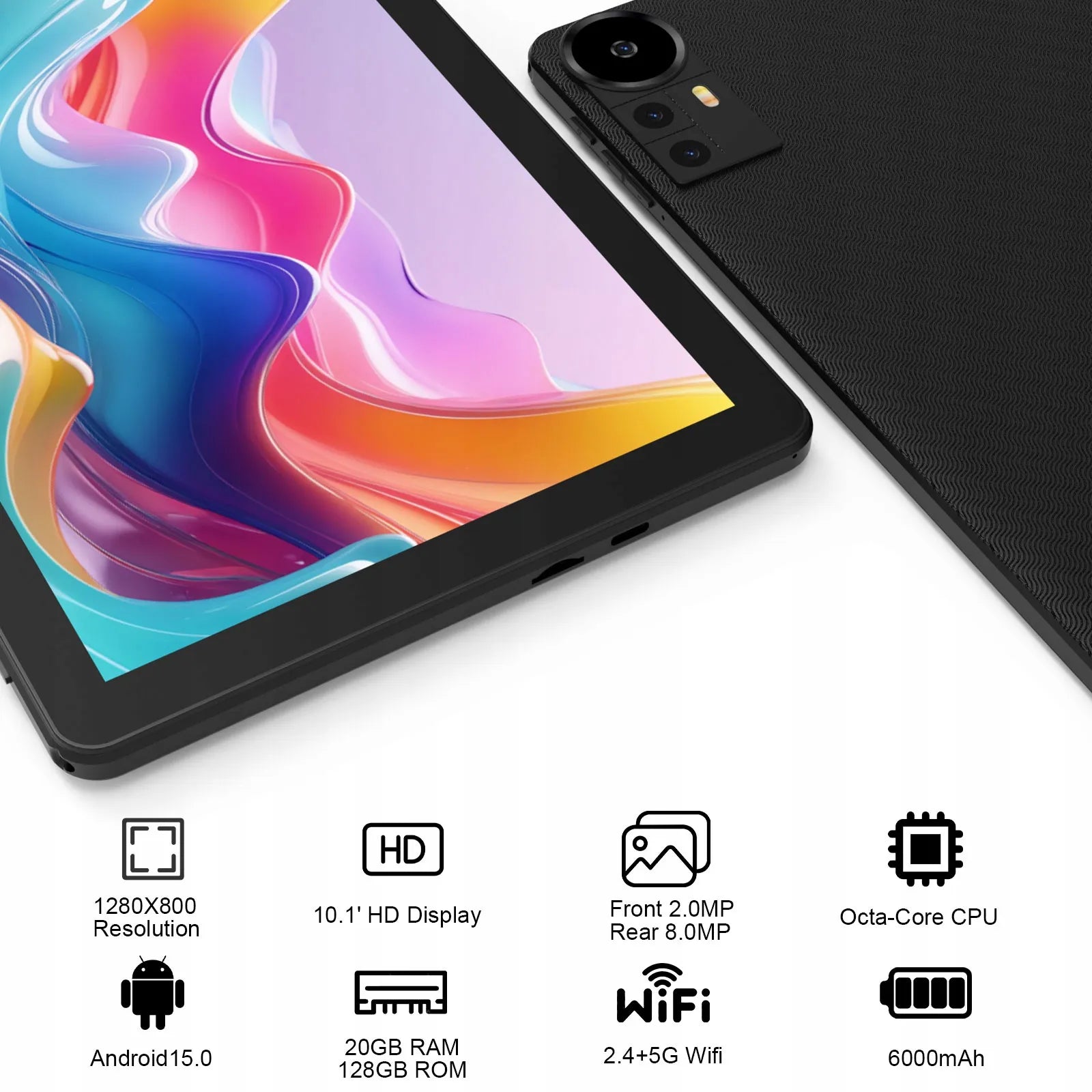10.1 colio planšetinis kompiuteris Android 15 IPS 4GB/128GB + klaviatūra, pelė, dėklas, rašiklis Valiron