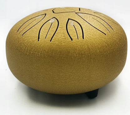 11 tonų 6 colių liežuvinis būgnas, auksinis, plieninis būgnelis, Steel Tongue Drum + kazoo