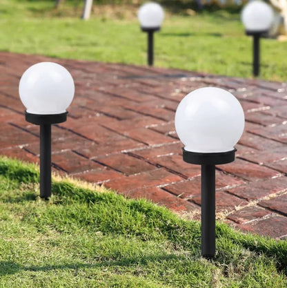 12 vnt. saulės energija varomų LED sodo šviestuvų, rutulio formos, smaigomi 10 cm, dekoratyviniai