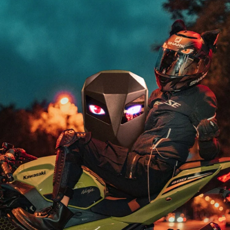 MOTOCIKLO KUPRINĖ SU LED AKIMIS NEPERŠLAMPAMA MOTOCIKLININKŲ ŠALMUI EKRANAS BLUETOOTH