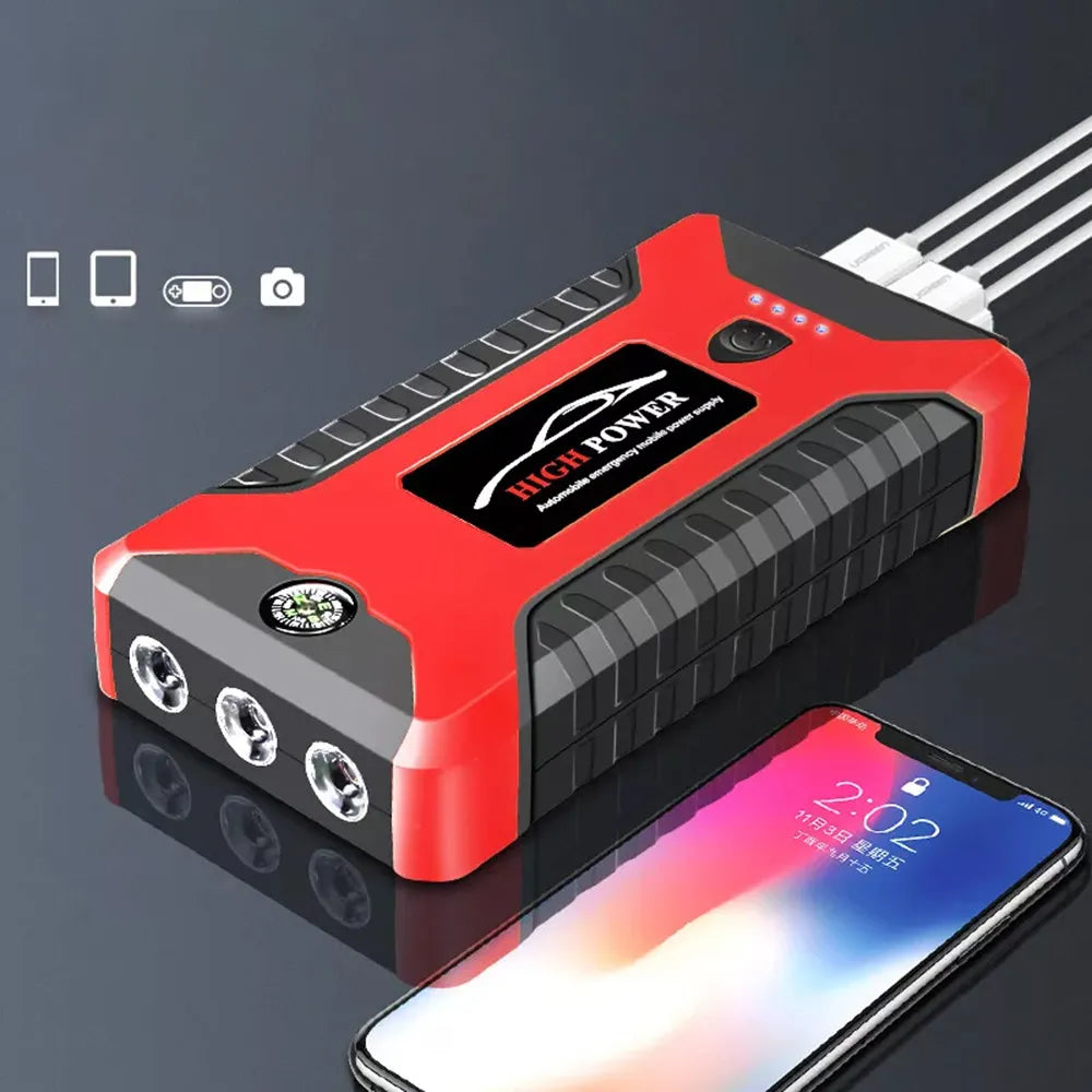 12V automobilinis starteris, pagalbinio užvedimo įrenginys, avarinis maitinimo blokas (powerbank) 12V