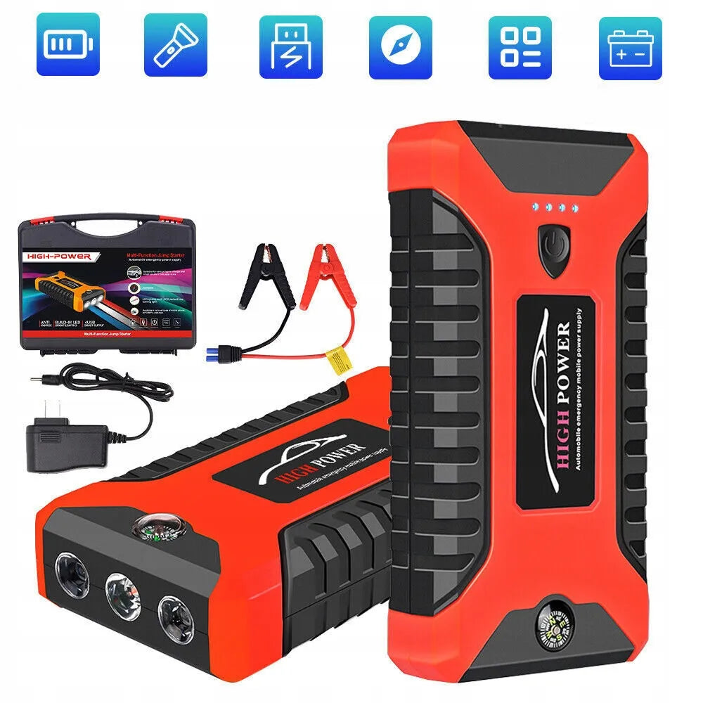 12V automobilinis starteris, pagalbinio užvedimo įrenginys, avarinis maitinimo blokas (powerbank) 12V