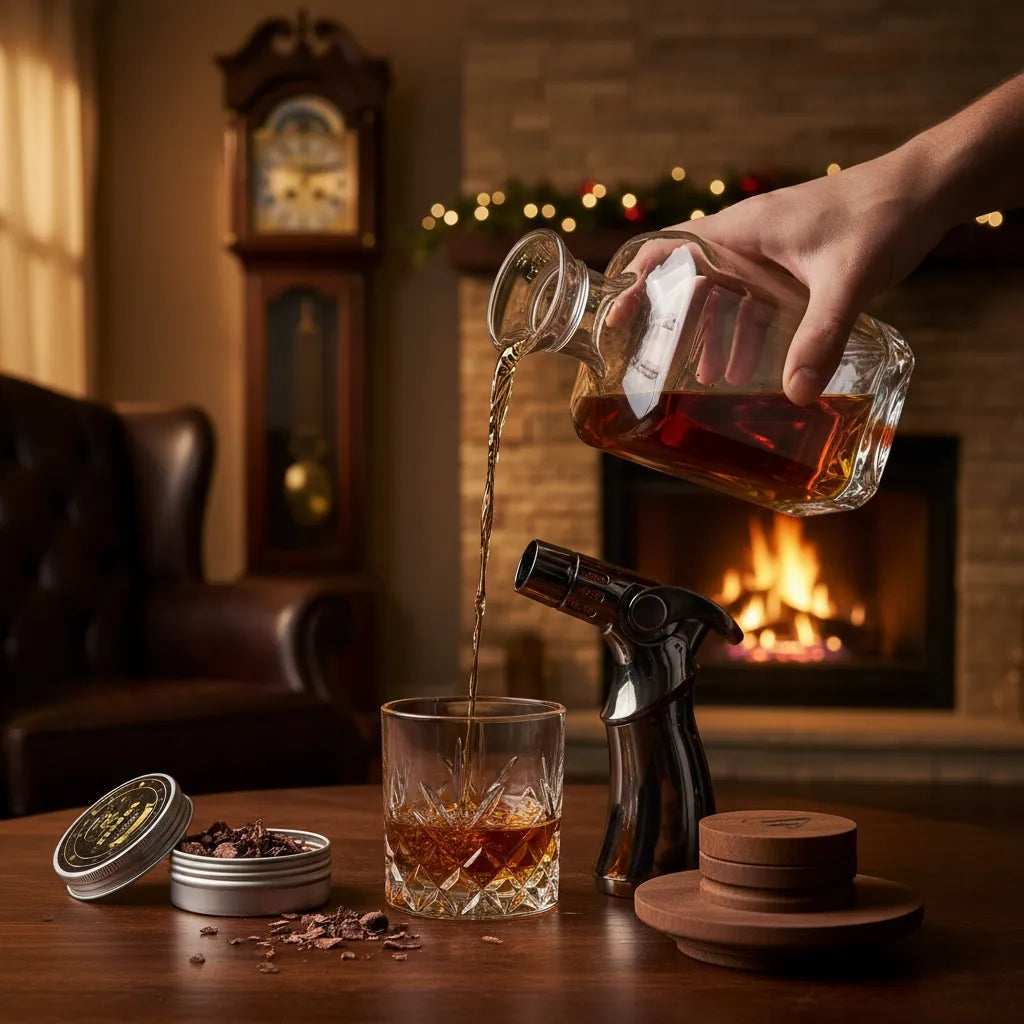 15 viename viskio rūkymo rinkinys „Whisky Smoker“ – dovana vyrui, vaikinui