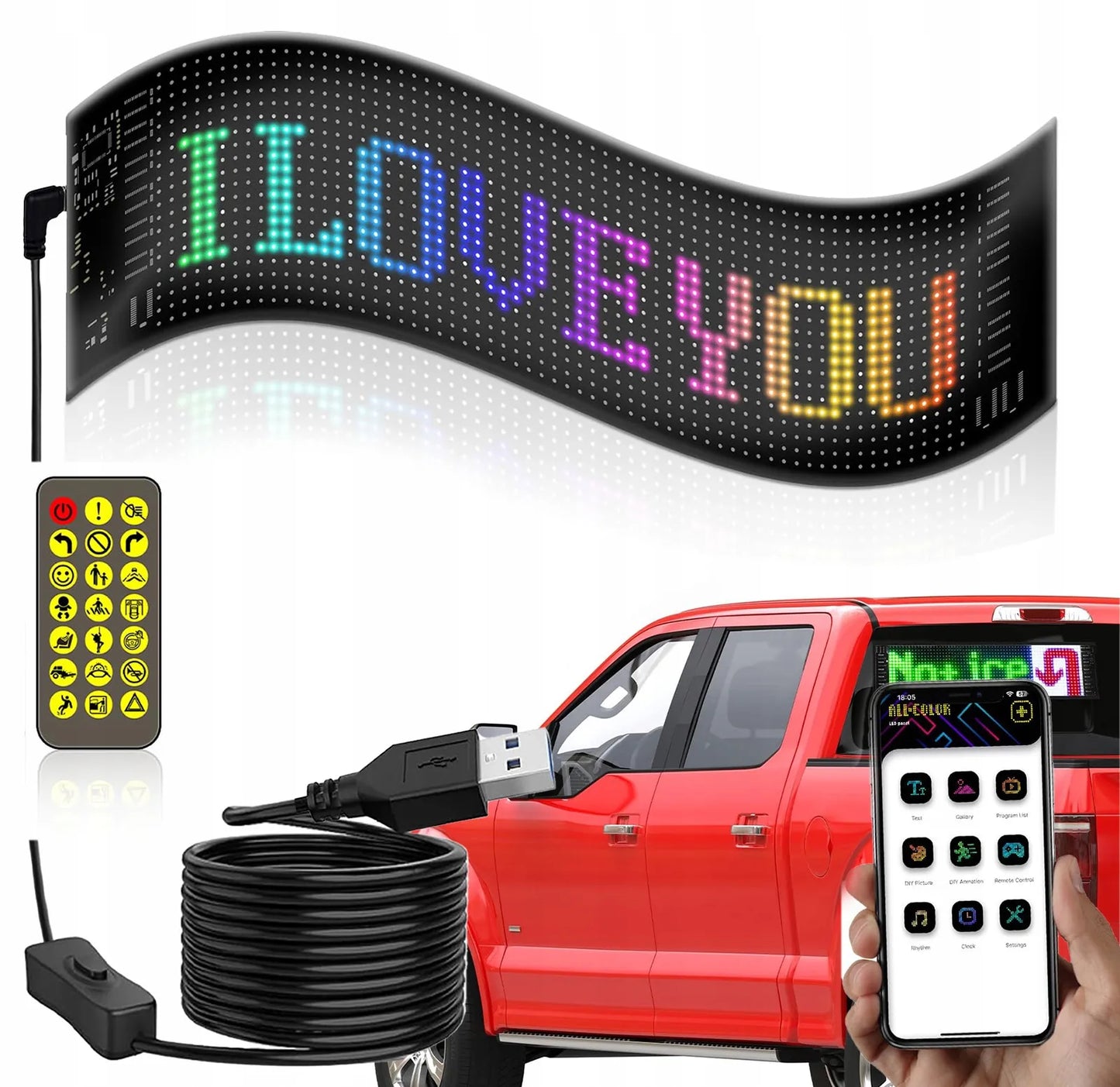 Automobilinė LED juosta velnio akys sunkvežimiui TIR su dėklu