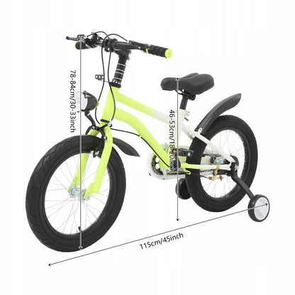 16" (41 cm) geltonas vaikiškas dviratis su apšvietimu