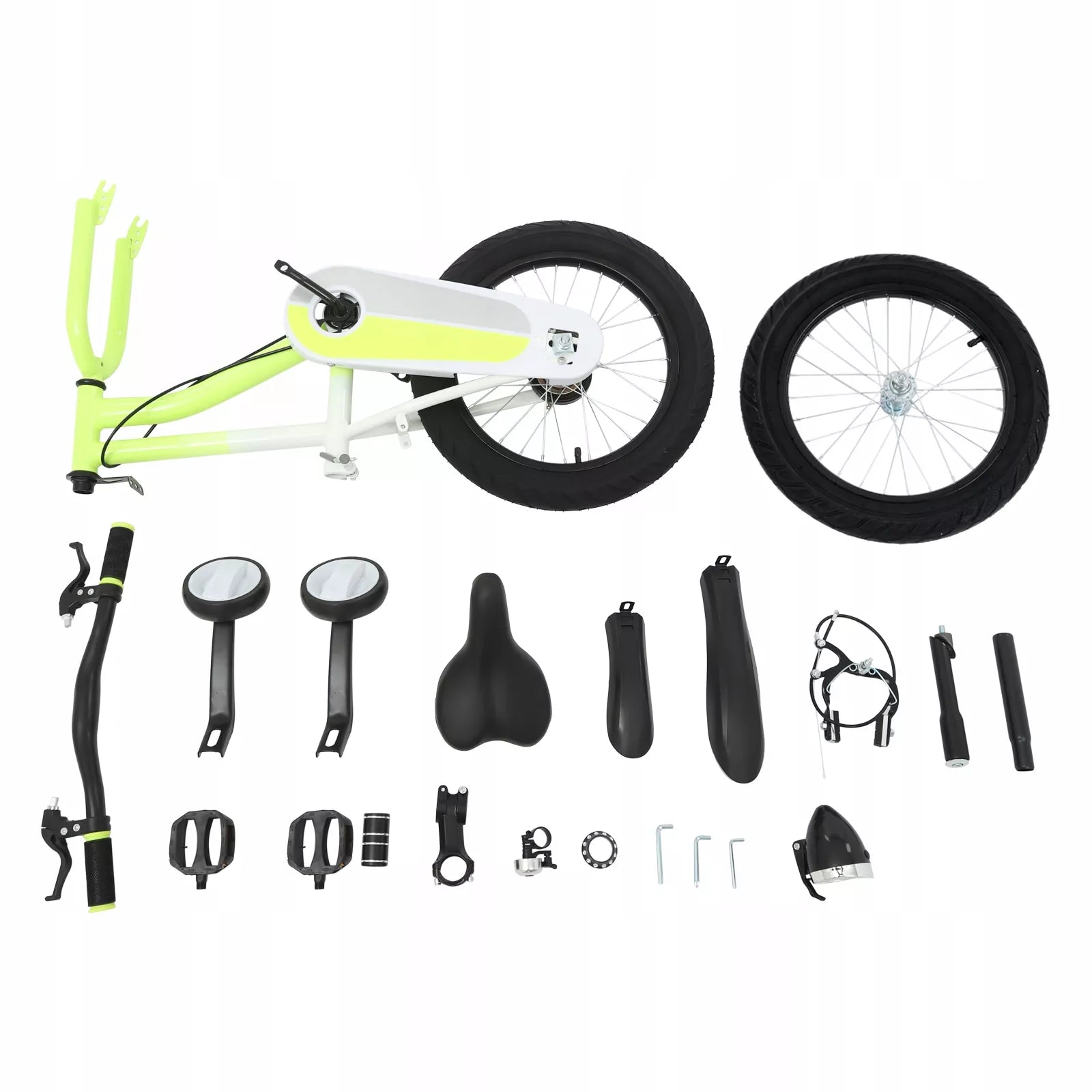 16" (41 cm) geltonas vaikiškas dviratis su apšvietimu