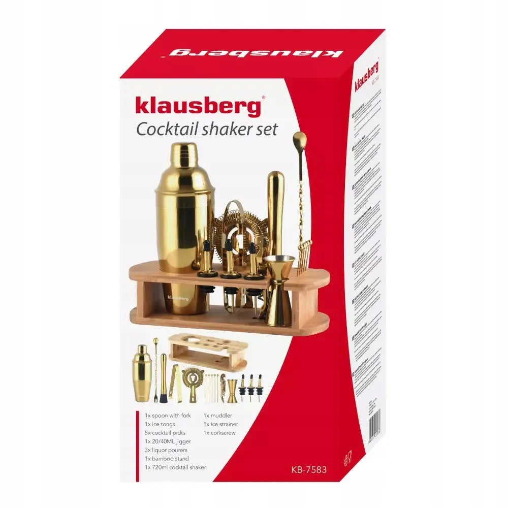 16 dalių barmenų rinkinys Klausberg KB-7583 auksinis