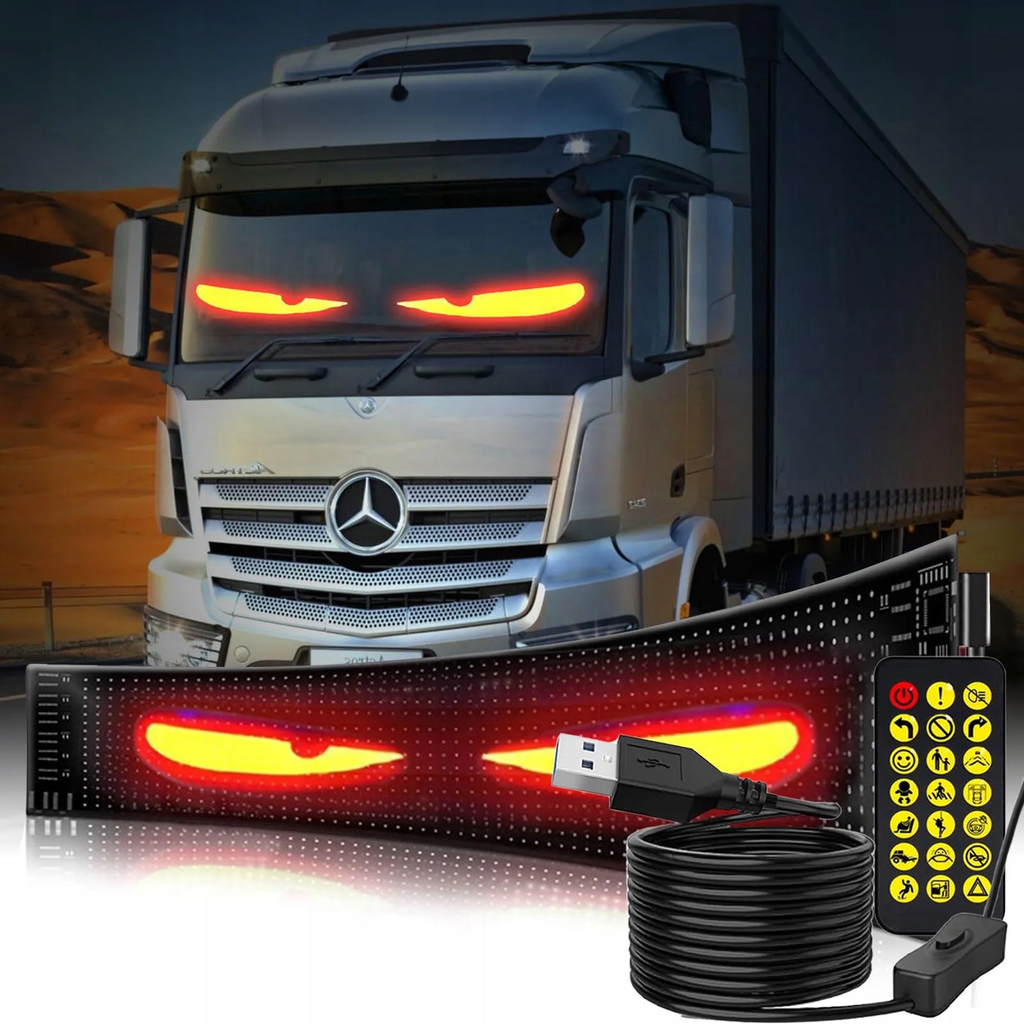 Automobilinė LED juosta velnio akys sunkvežimiui TIR su dėklu