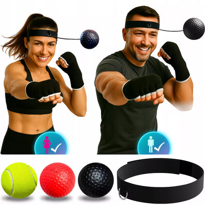 Reflekso kamuoliukas ant galvos bokso treniruočių rinkinys REFLEX BALL 3 vnt.