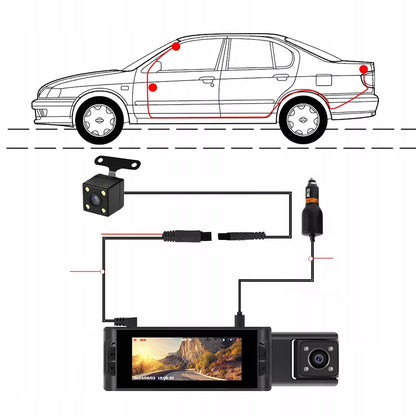 Vaizdo įrašymo įrenginys 3 kameros automobilio kamera priekiniam stiklui Wifi