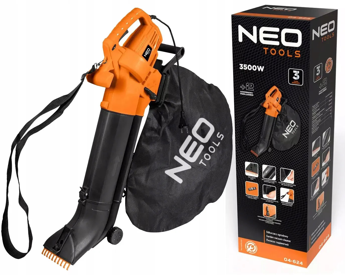 2-in-1 sodo siurblys su lapų smulkintuvu ir pūstuvu 3500W 45L NEO