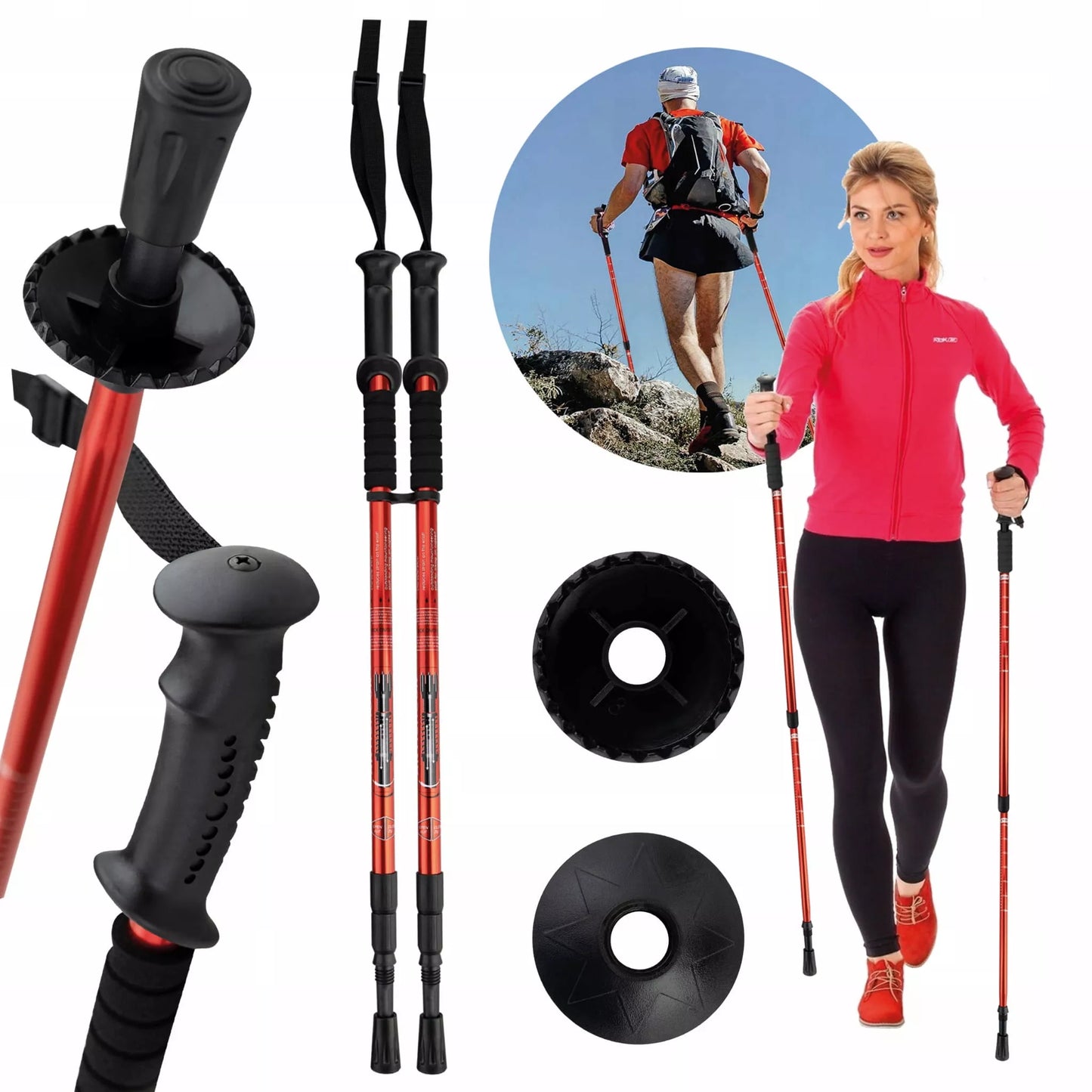 2 vnt. NORDIC WALKING lazdelės 125 LAZDĖS 115 105 vaikščiojimui LENGVAS REGULIUOJAMAS