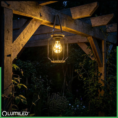2 vnt. LED saulės energija maitinami pakabinami sodo žibintai, terasos apšvietimas
