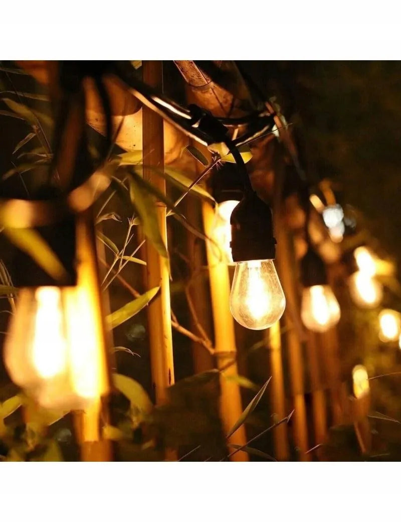 20 m ilgio LED sodo šviestuvų girlianda su 20 lempučių, tinkama jungti į elektros tinklą, atspari vandeniui