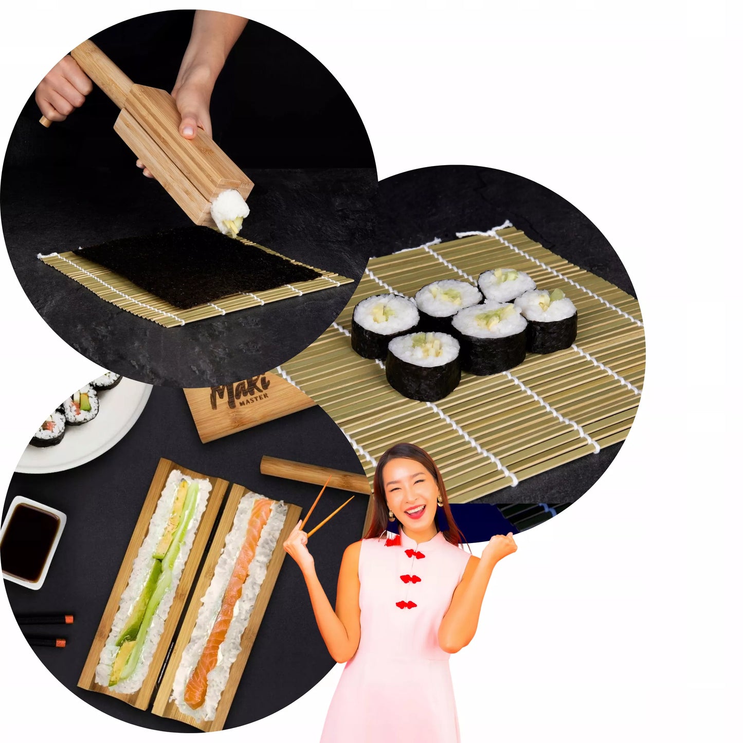 Startinis sushi rinkinys – lazdelės, kilimėlis, maker Bazooka, dovana