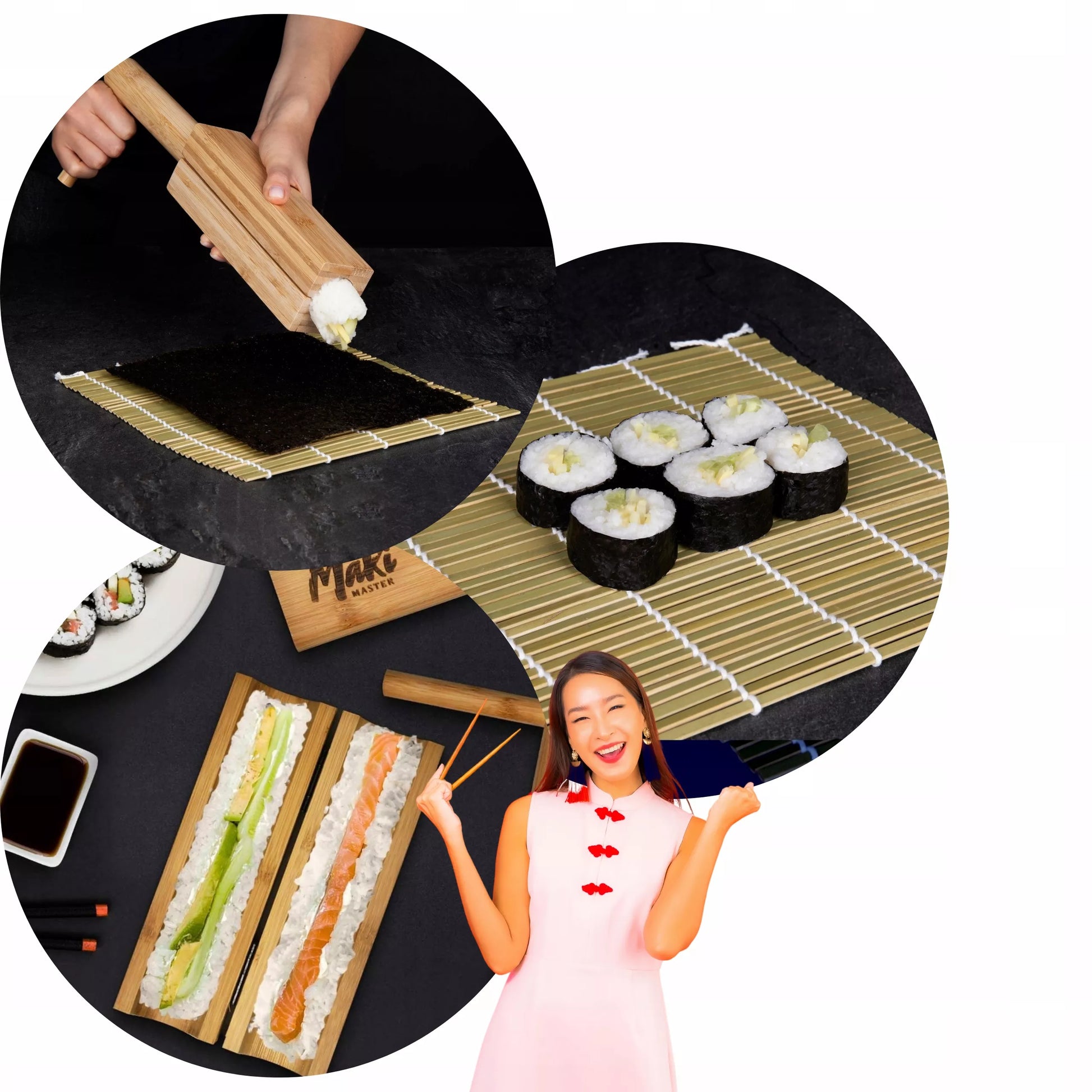 Startinis sushi rinkinys – lazdelės, kilimėlis, maker Bazooka, dovana