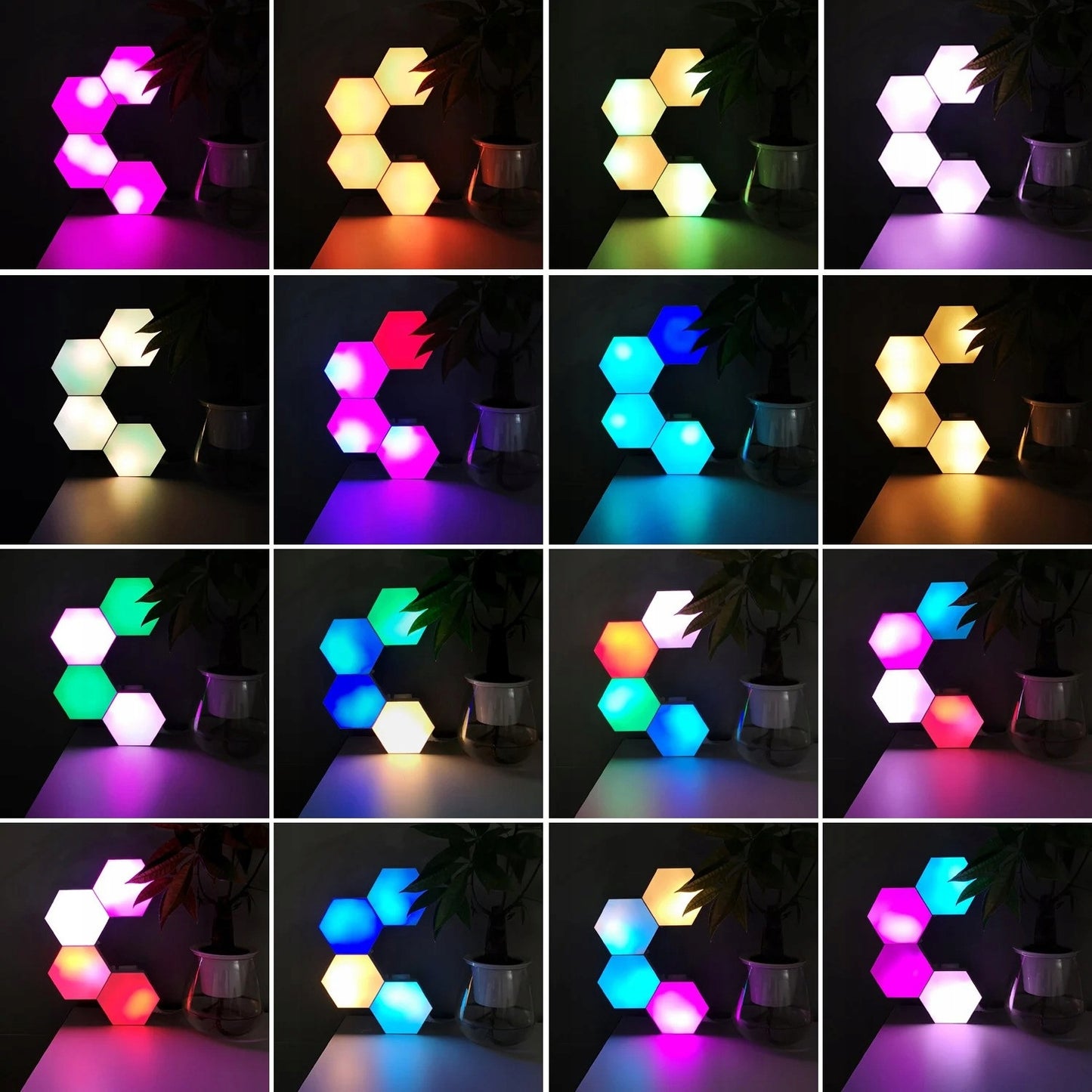 Žaidimų apšvietimas Hexagon Ambience LED RGB dekoracija su programėle ir pulteliu, 12 vnt.