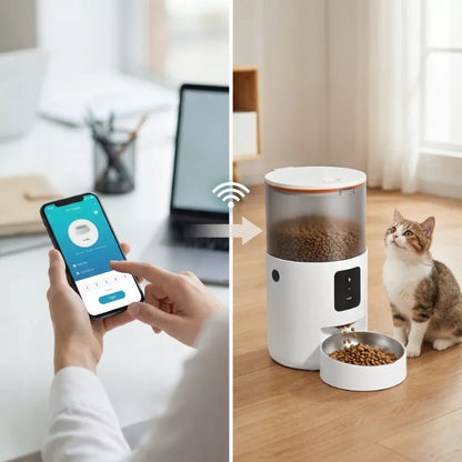 AUTOMATINIS KATĖS IR ŠUNS MAISTO DOZATORIUS, 3L MAITINIMO DOZATORIUS - WIFI