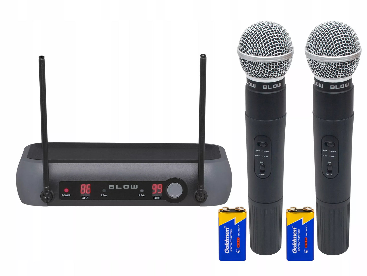 Belaidžių mikrofonų komplektas su imtuvu – karaoke ir vokalas, 50 m nuotolis