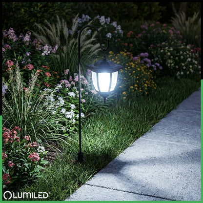 2x LED saulės sodo lempa lauko dekoratyvinis įsmeigiamas stulpelis