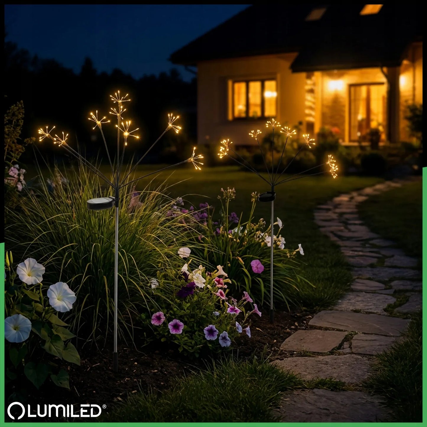 2x Lumiled LED saulės sodo šviestuvai į žemę, lauko apšvietimas terasai