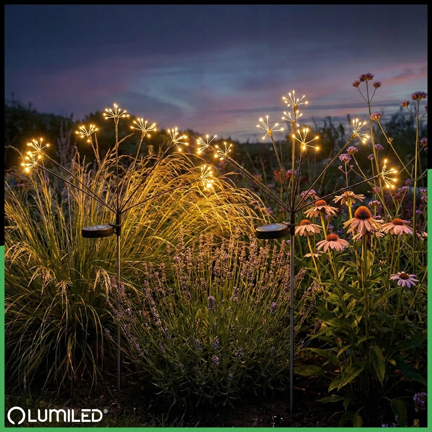 2x Lumiled LED saulės sodo šviestuvai į žemę, lauko apšvietimas terasai