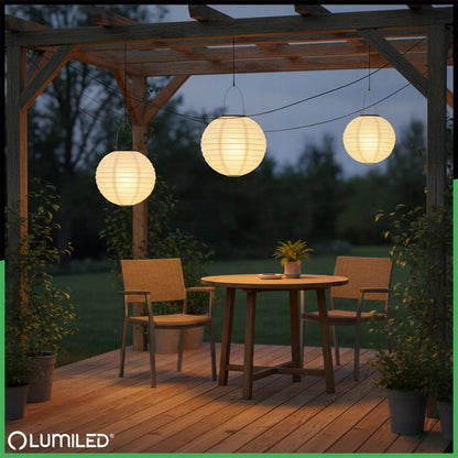 2x Lumiled saulės energija maitinamas kabinamas sodo LED žibintas Origami baltas 30cm