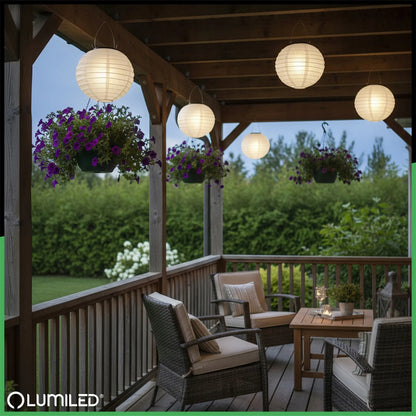 2x Lumiled saulės energija maitinamas kabinamas sodo LED žibintas Origami baltas 30cm