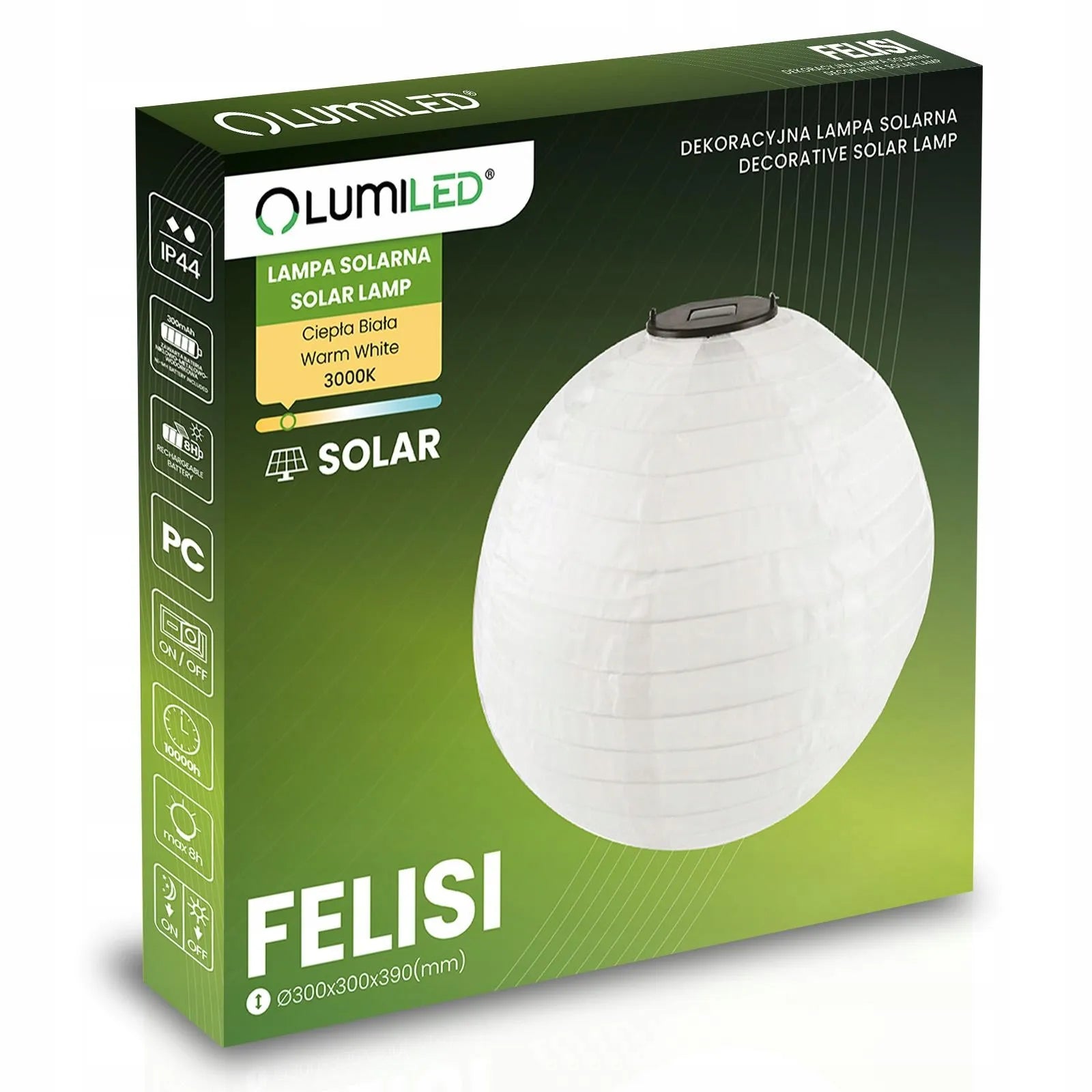 2x Lumiled saulės energija maitinamas kabinamas sodo LED žibintas Origami baltas 30cm
