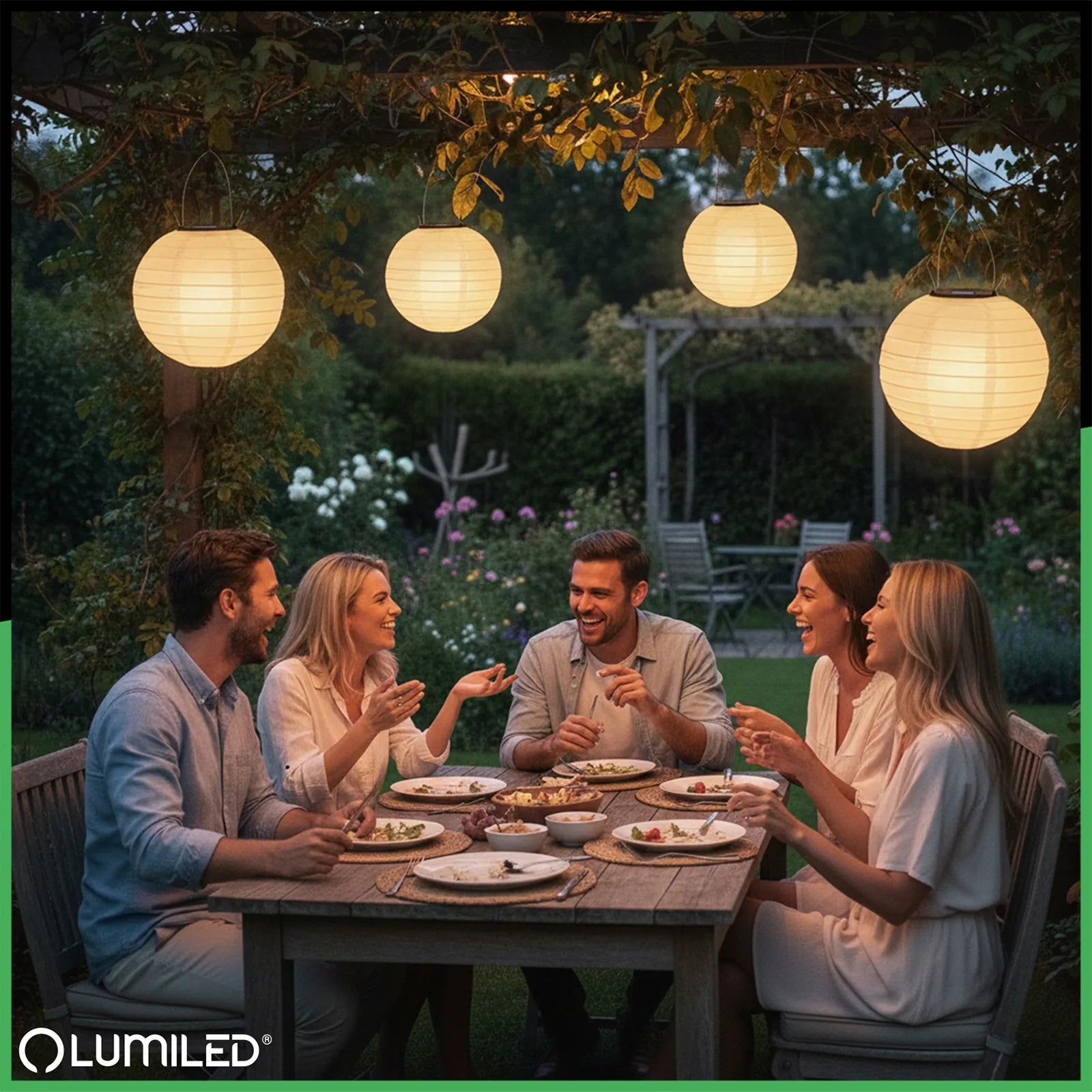 2x Lumiled saulės energija maitinamas kabinamas sodo LED žibintas Origami baltas 30cm
