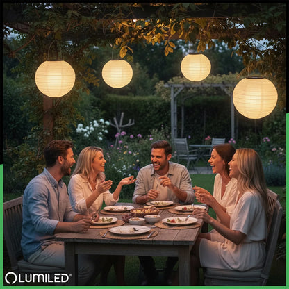 2x Lumiled saulės energija maitinamas kabinamas sodo LED žibintas Origami baltas 30cm