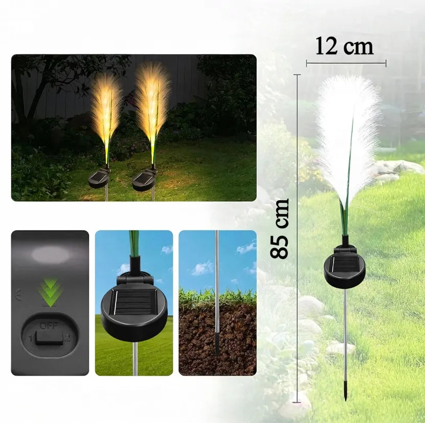 2x Real Garden saulės energija maitinami sodo šviestuvai, LED, 85 cm