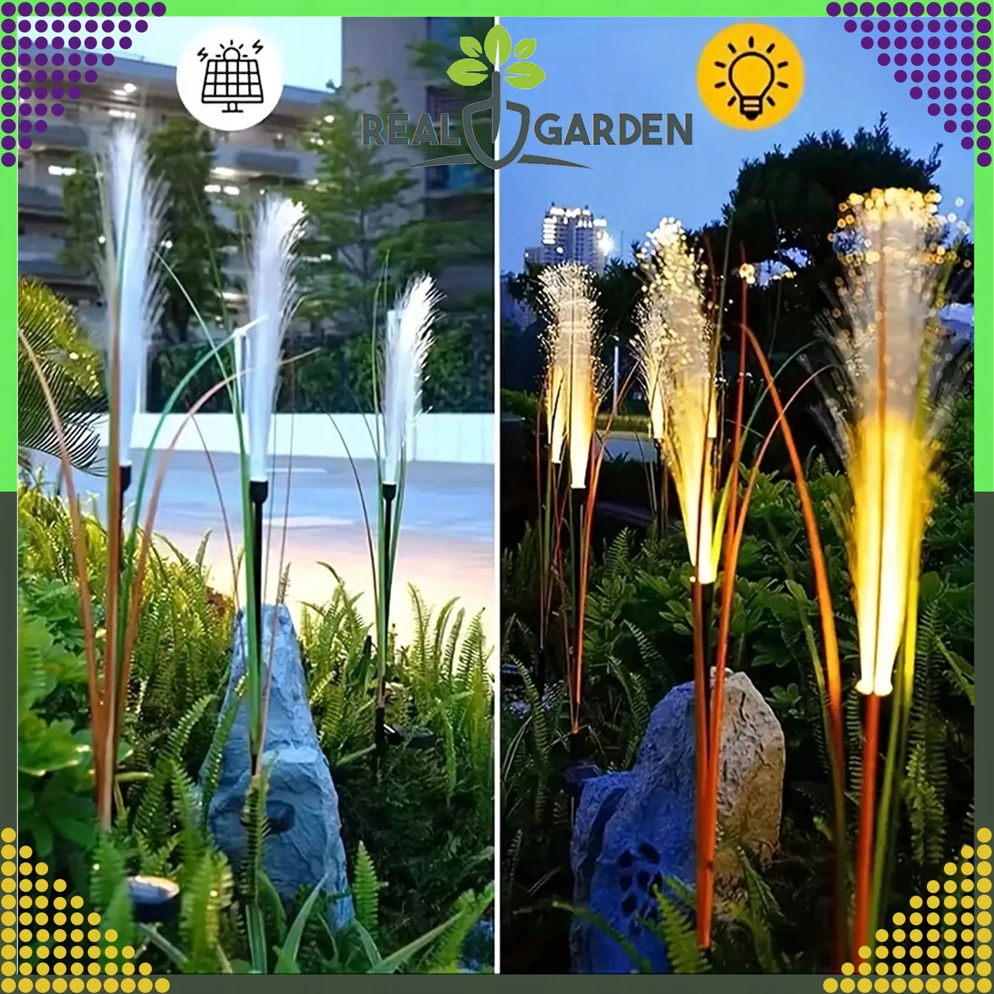 2x Real Garden saulės energija maitinami sodo šviestuvai, LED, 85 cm