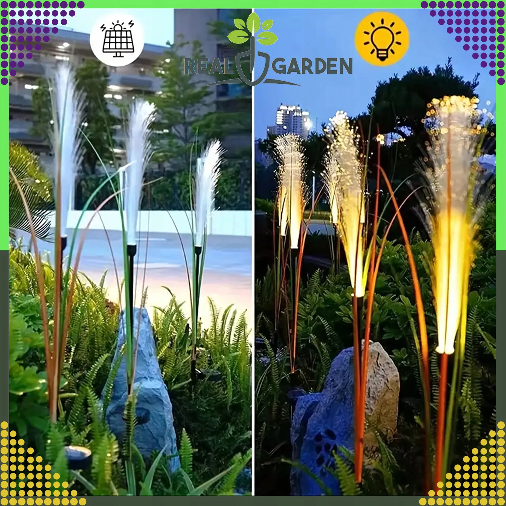 2x Real Garden saulės energija maitinami sodo šviestuvai, LED, 85 cm