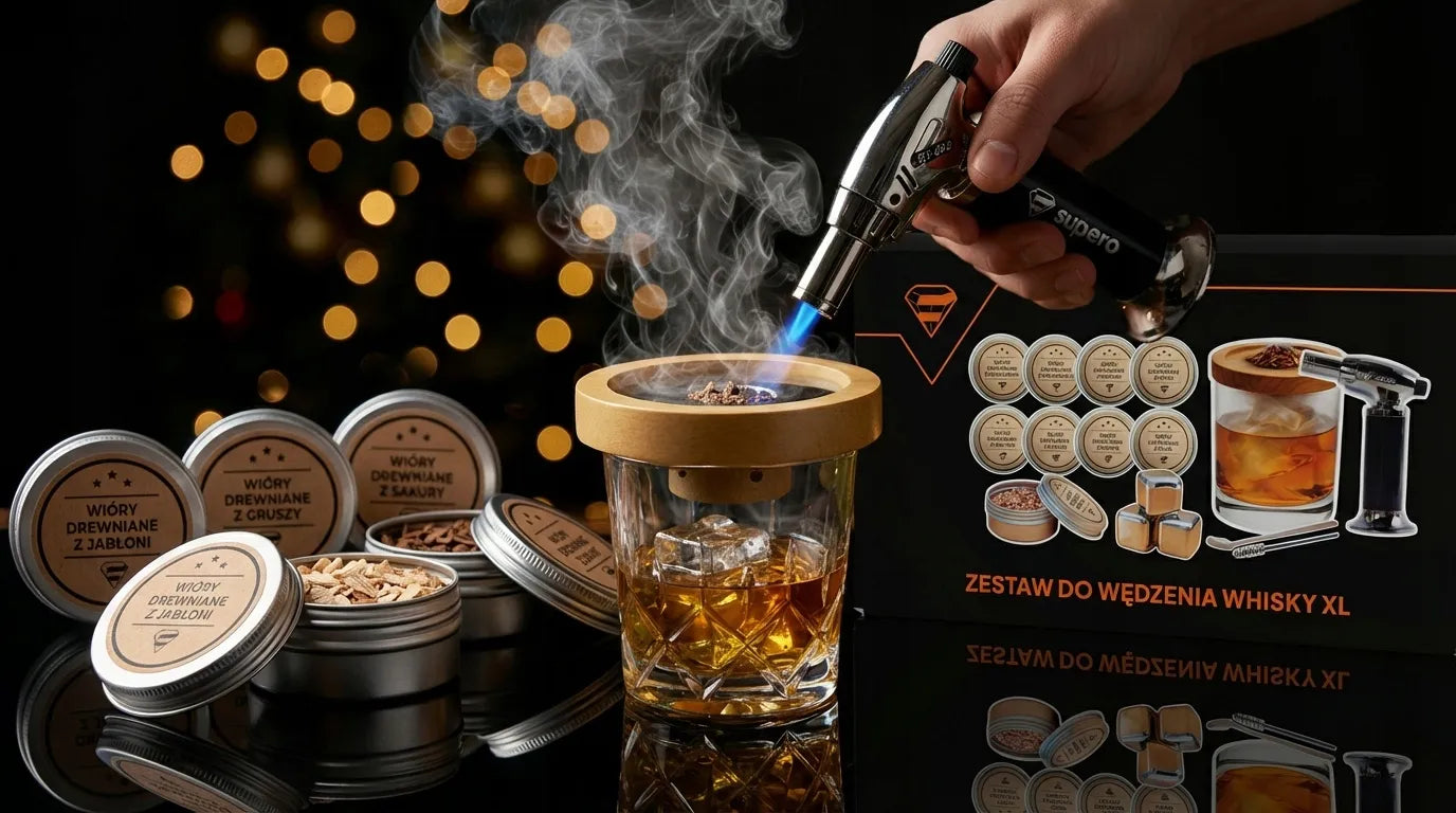 2x Rinkinys viskiui rūkyti „Whisky smoker XL“, dovana vyrui, 19v1