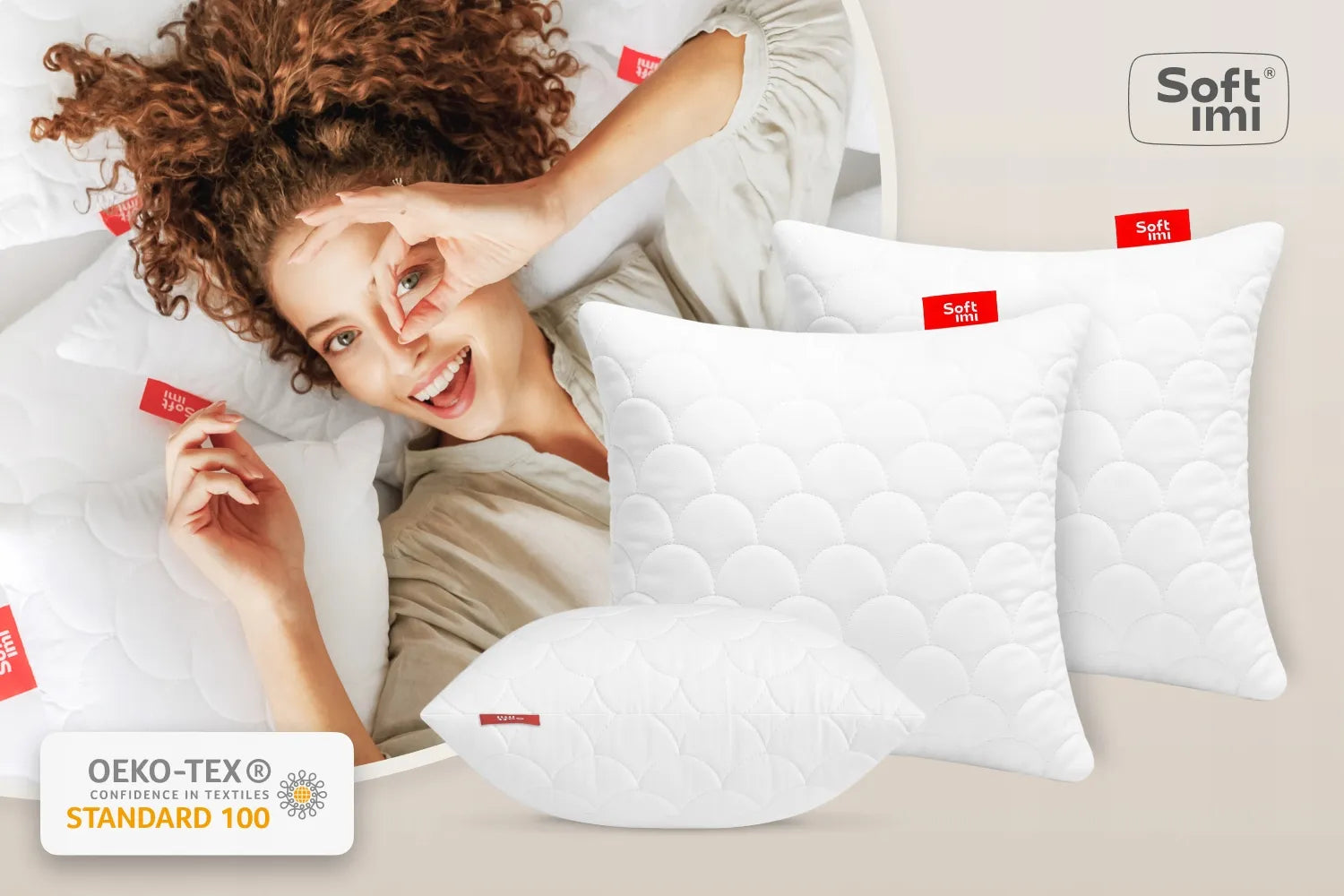 2x Softimi antialerginė dygsniuota pagalvė 45x45 cm su užtrauktuku