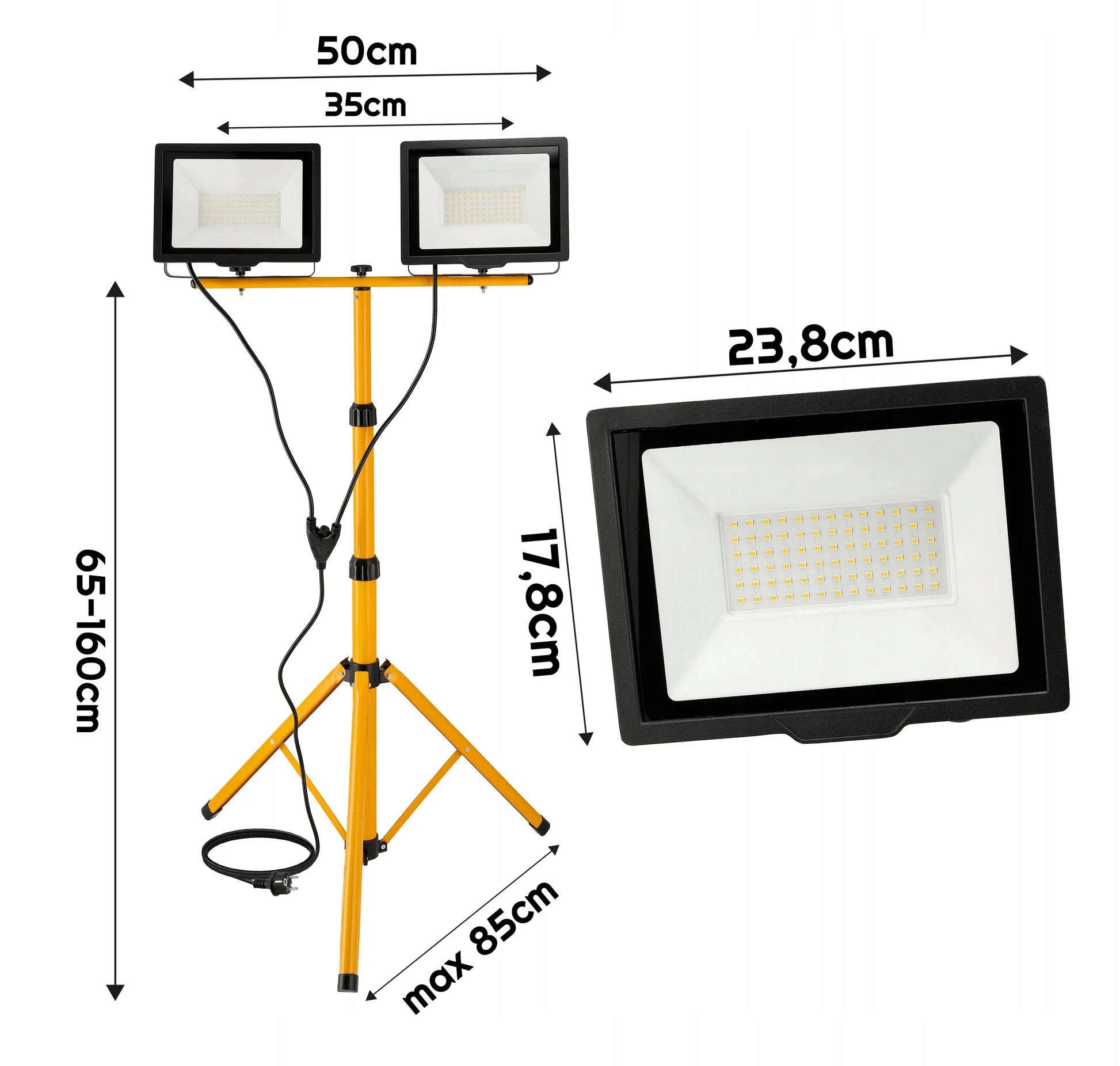2x100W LED prožektorius su 230V statyvu 200W IP65