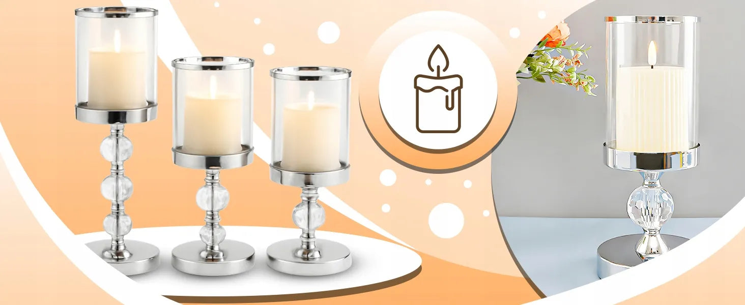 3 stiklinės dekoratyvinės taurės formos glamour stiliaus žvakidės