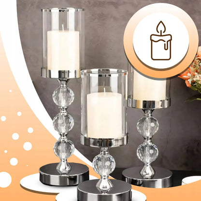 3 stiklinės dekoratyvinės taurės formos glamour stiliaus žvakidės